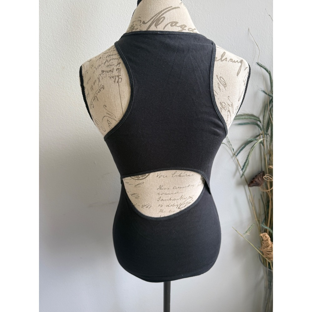 Lululemon Black Ribbed Racerback Tank Top Cutout Detail Athletic Women's - Picture 2 of 6
